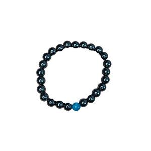 Hematite & Blue Beaded Stretch Bracelet